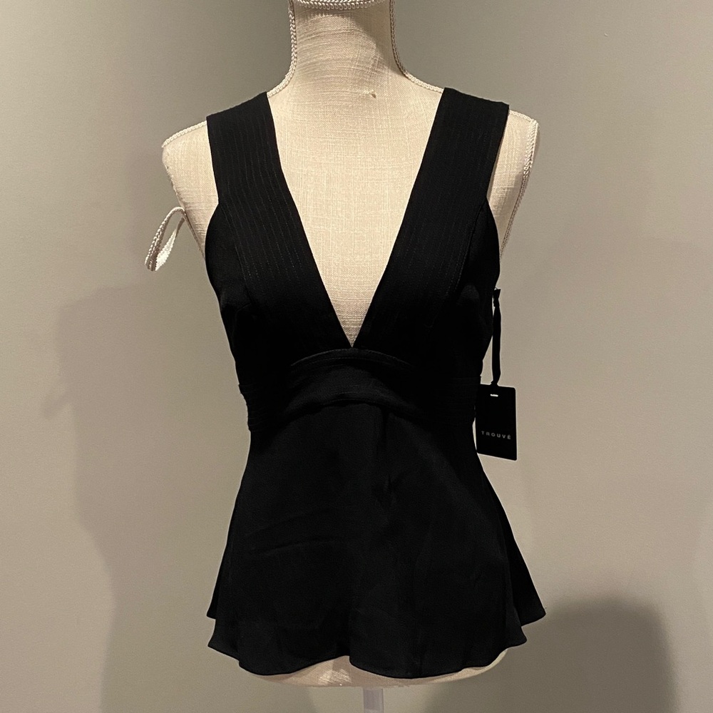 Trouvé Deep V Neck Peplum Blouse Size: XS
